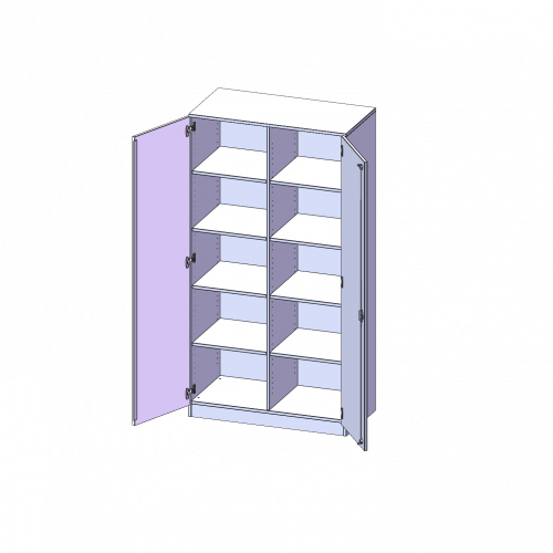 Schrank, 5 Ordnerhöhen - Serie evo180 B/H/T: 100x190x50 cm, 2 Türen, abschließbar, mit Mittelwand, mit Sockel (81 mm)