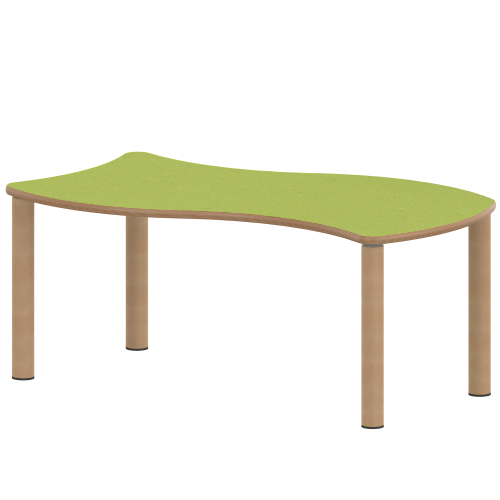 Tisch ZALOTTI mit Linoleum-Belag Wellen-Rechtecktisch, B/H/T: 120x41x60 cm, Massivholzbeine Ø 60 mm, Fußvariante: Stellfuß