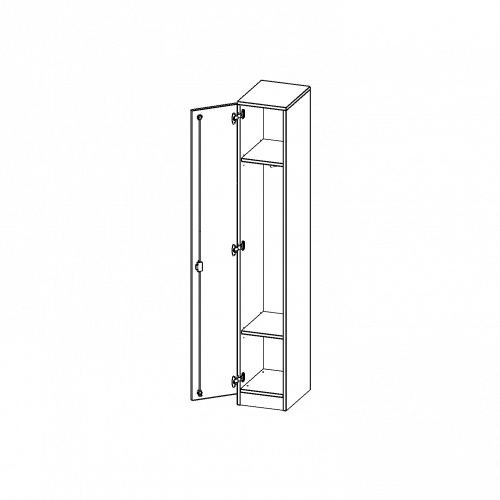 Spind Schrank, 5 Ordnerhöhen - Serie evo180 B/H/T: 30,5x190x40 cm, 1 durchgehende Tür, Tür öffnet links, mit Sockel (81 mm)
