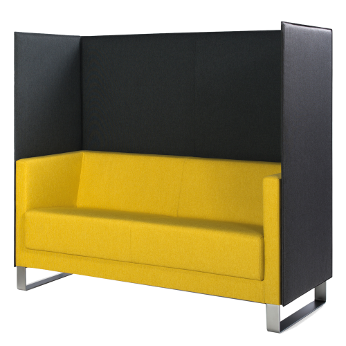 Sit!Box - Privacy 2,5er Sofa mit Lärmschutz B/H/T: 152x140x72 cm, Kufengestell, chrom, Bezug Stoff