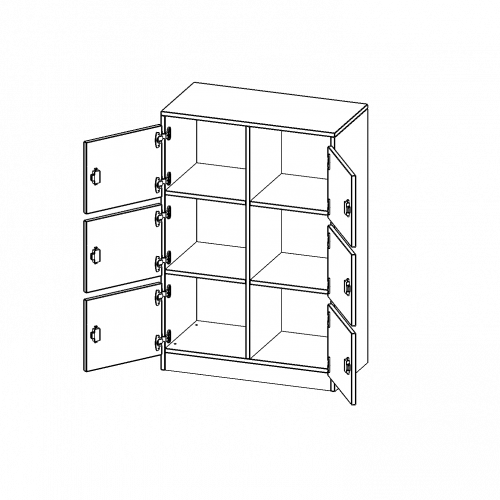 Schließfachschrank, 3 Ordnerhöhen - Serie evo180 B/H/T: 80x118x40 cm, 6 Schließfächer, mit Briefschlitz, mit Sockel (81 mm)