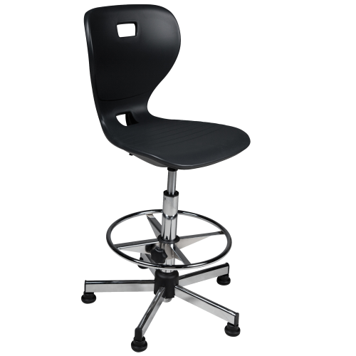 Ergostar Counter Drehstuhl Schulstuhl 2.0 mit Chromfußring Sitzschalenfarbe Blau, höhenverstellbar von 59 - 83 cm