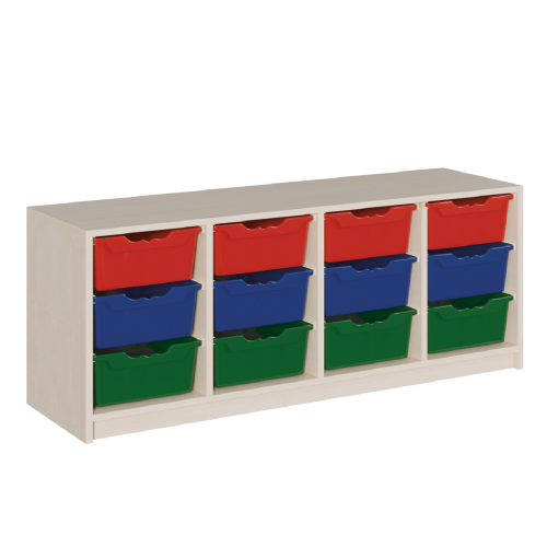 Regal mit ErgoTray-Boxen in Korpusbauweise B/H/T: 139x60x40 cm, 12 hohe ErgoTray-Boxen