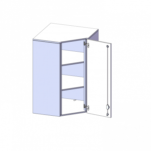 Innenecke Aufsatzschrank, 3 Ordnerhöhen - Serie evo180 B/H/T: 80x108x80 cm, Für 50 cm tiefe Schrankwände, Tür öffnet nach rechts