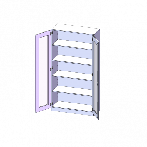 Schrank mit verglasten Türen, 5 Ordnerhöhen - Serie evo180 B/H/T: 100x190x40 cm, Türen mit Glaseinsatz, Vollausschnitt, abschließbar, mit Sockel (81 mm)