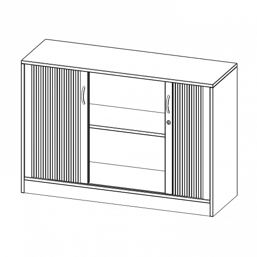 Schrank mit Rollo, 2 Ordnerhöhen - Serie evo180 B/H/T: 120x82x40 cm, Querrollladen, abschließbar, mit Sockel (81 mm)