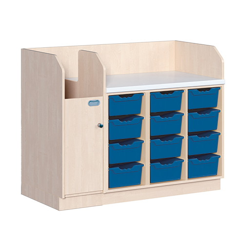 Wickelkommode, vierreihig B/H/T: 143x113x91,5 cm, Integrierter Aufgang links, 12 Boxen rechts