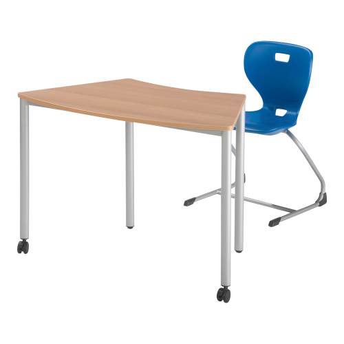 Tisch 1/8 Kreis; Vollkernplatte, Innendurchmesser: 160 cm fahrbar, Höhe: 72 cm, Tischplattenfarbe wählbar