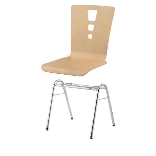 Stapelstuhl mit Schale "Paris" und Chromgestell Sitzhöhe: 46 cm, Sitzschale Paris mit Gestell "New York", verchromt