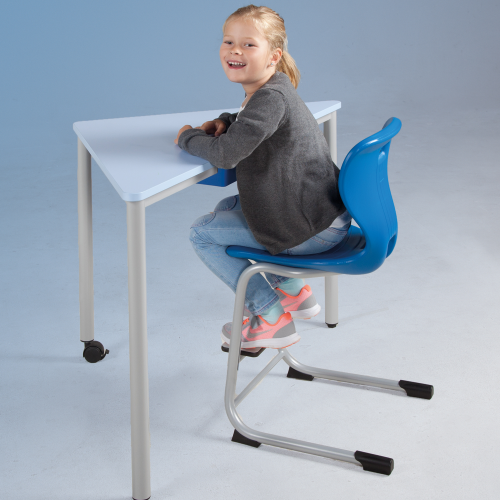 Ergostar Step! Schulstuhl mit verstellbarer Fußraste Sitzfläche Groß und Sitzschalenfarbe Dunkelgrau
