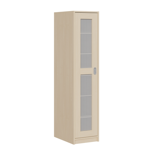 Bettzeugschrank mit 1 Lochblechtür und 6 Fächern B/H/T: 40x180x60 cm, Rahmentür mit Lochblechfüllung rechts hängend