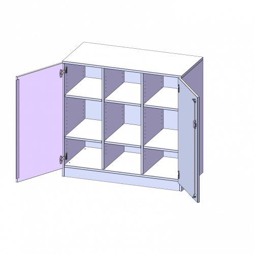 Schrank, dreireihig, 2 Ordnerhöhen - evo180 Serie B/H/T: 104,5x100x50 cm (2,5 Ordnerhöhen!), zweitürig, mit Sockel (81 mm), ohne Boxen