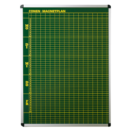 Stundenplantafel aus Premium Stahlemaille in anthrazit B/H: 117x103 cm, 10 Stunden, 25 Klassen, Stahlemaillie blau, magnethaftend, beschreibbar