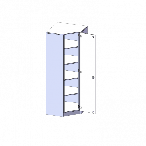 Innenecke als Schrank, 5 Ordnerhöhen - Serie evo180 B/H/T: 80x190x80 cm, Für 50 cm tiefe Schrankwände, Tür öffnet rechts, mit Sockel (81 mm)