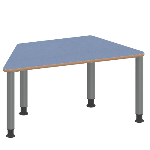 Tisch ZALOTTI mit Linoleum-Belag Trapeztisch, B/H/T: 120x46x60 cm, Stahlrohrbeine Ø 60 mm, Fußvariante: höhenverstellbar (46/60 cm), Tischbeine mit RAL-Farbe 9006 (weißaluminium)