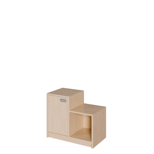 Korpus-Schrank "SideStep", Regal und Tür B/H/T: 70,5x40/60x40 cm, in stufenartiger Kontur, rechts mit Regal, Tür -links- auf hoher Seite