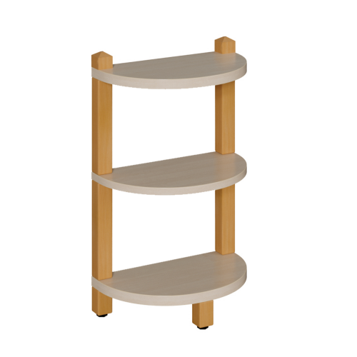 Stollen-Abschlussregal mit festen Böden B/H/T: 20x60x40 cm, 3 feste Böden, zur stirnseitigen Montage an Raumteilerelementen
