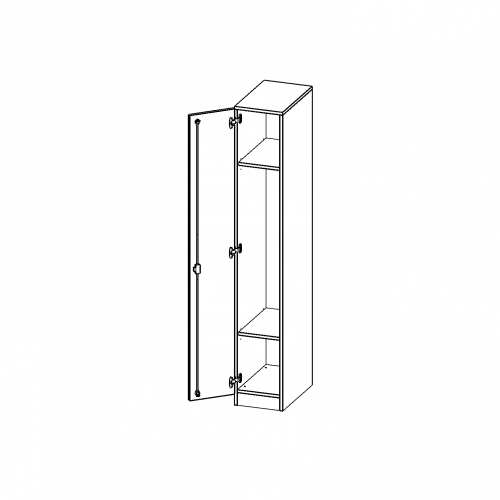 Spind Schrank, 5 Ordnerhöhen - Serie evo180 B/H/T: 30,5x190x50 cm, 1 durchgehende Tür, Tür öffnet links, mit Sockel (81 mm)