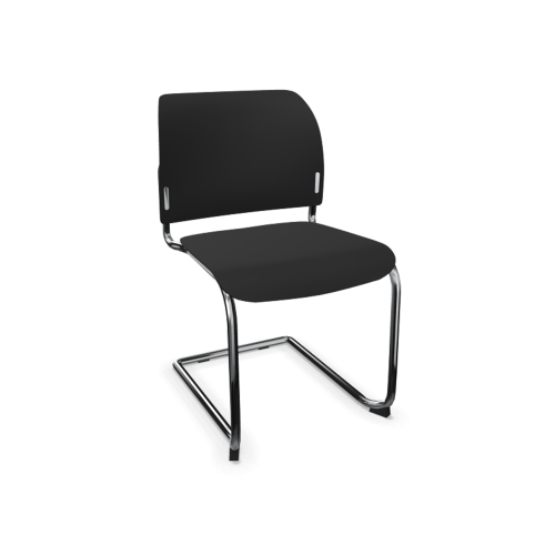 Stuhl ANABELLE mit Sitz aus Kunststoff B/H/T: 55x82x52 cm, mit Kufengestell, mit Armlehne, Gestellfarbe schwarz, Kunststoff schwarz