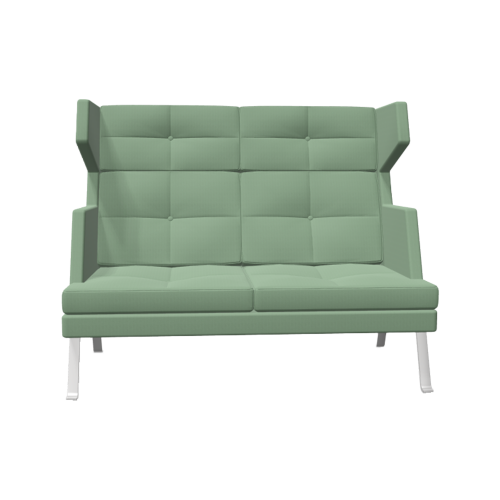 hohes 2er Sofa Ona mit Metallgestell und Seitenschale B/H/T: 141x117x95 cm, Stoffgruppe C3 (schwer entflammbar), Gestellfarbe Chrom