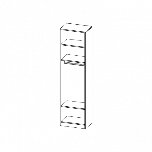 Garderobenregal,  6 Ordnerhöhen - Serie evo180 B/H/T: 60x226x40 cm, mit Garderobenstange, mit Sockel (81 mm)