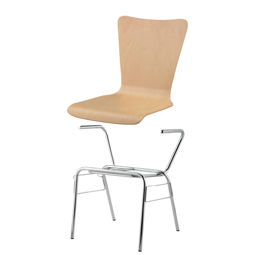Stapelstuhl mit Schale "Madrid" und Chromgestell Sitzhöhe: 46 cm, Sitzschale Madrid mit Gestell "Phoenix AL" mit Armlehnen, verchromt