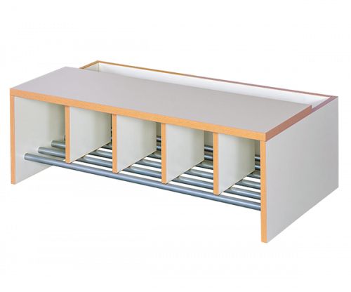 Garderobenbank mit integriertem Schuhrost und Sitztiefenverlängerung 6 Plätze, B/H/T: 120x42x52 cm