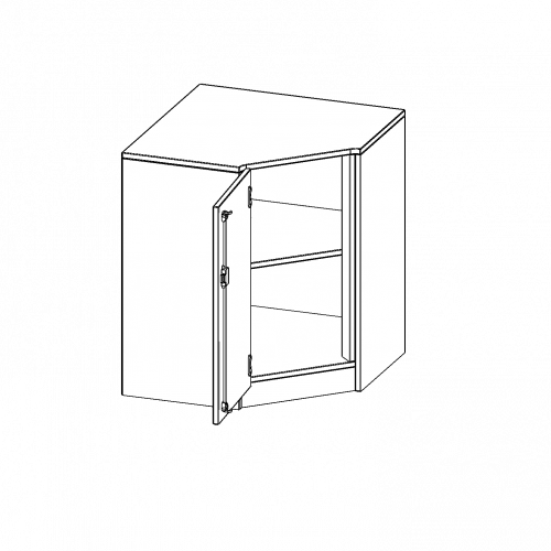 Innenecke als Schrank, 2 Ordnerhöhen - Serie evo180 B/H/T: 70x82x70 cm, Für 40 cm tiefe Schrankwände, Tür öffnet links, mit Sockel (81 mm)