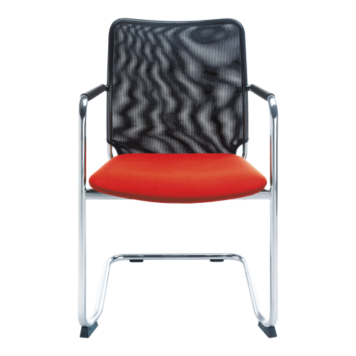 Freischwinger Stuhl SOLA, mit 4-Fußgestell B/H/T: 55x86x58 cm, schwarzer Netzstoff, Gestell: Chrom, Stoffgruppe wählbar