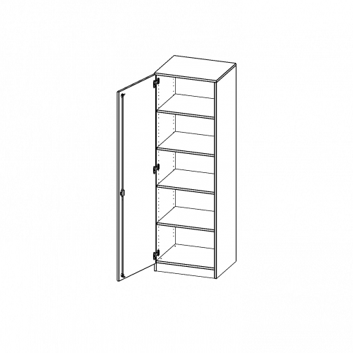 Schrank, 5 Ordnerhöhen - Serie evo180 B/H/T: 60x190x40 cm, 1 Tür, abschließbar, Tür öffnet nach links, mit Sockel (81 mm)