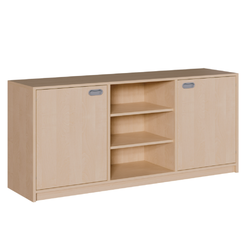 Korpus-Raumteilerschrank, dreiteilig B/H/T: 152x80x40 cm, links und rechts je 1 Tür, mittiges Regalteil, 6 Einlegeböden