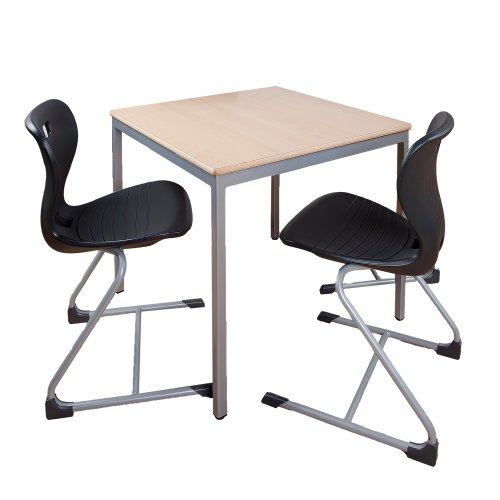 Quadratischer Tisch, Platte mit Schichtstoff B/T: 80 x 80 cm, wählbare Tischhöhe, Gestell Stahlquadratrohr 30x30