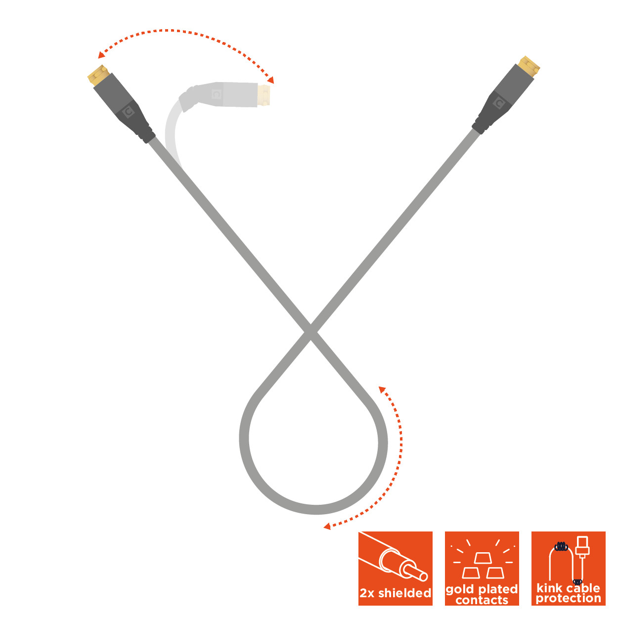 celexon F-Stecker Sat Antennenkabel 1,0m - Professional Line