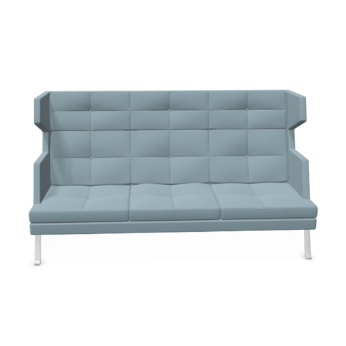 hohes 3er Sofa Ona mit Metallgestell & Seitenschale B/H/T: 207x117x44 cm, Stoffgruppe C3 (schwer entflammbar), Gestellfarbe MetallicPro