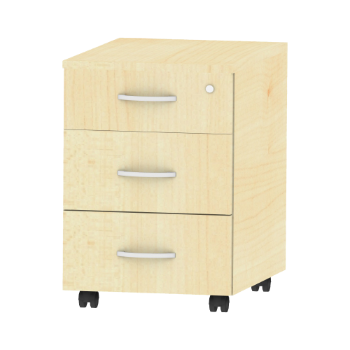 Rollcontainer fahrbar mit Zentralverriegelung B/H/T: 43x62,2x61,5 cm, Unterstell-Container mit 3 Schubladen auf Rollschubführung mit Wechselsperre