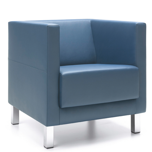 SIT!Box - 1er Sessel mit Armlehne, 4-Fuß Gestell in weißalu, Bezugsstoff Kunstleder, Breite 70 cm Höhe 71 cm Tiefe 68 cm