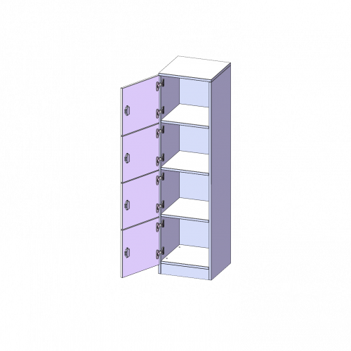 Schließfachschrank, 4 Ordnerhöhen - Serie evo180 B/H/T: 40,5x154x40 cm, 4 Schließfächer, Türen öffnen nach links, mit Sockel (81 mm)