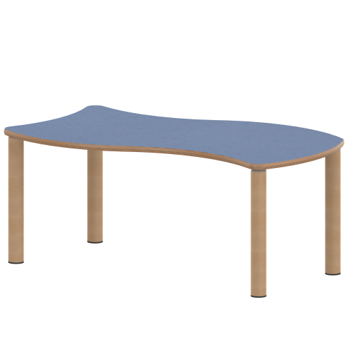 Tisch ZALOTTI mit Linoleum-Belag Wellen-Rechtecktisch, B/H/T: 120x41x60 cm, Massivholzbeine Ø 60 mm, Fußvariante: Stellfuß