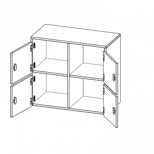 Schließfach - Aufsatzschrank, 2 Ordnerhöhen - Serie evo180 B/H/T: 80x72x40 cm, 4 Schließfächer, mit Briefschlitz