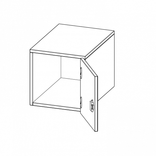Aufsatzschrank für ErgoTray Serie, 1 Ordnerhöhe - Serie evo180 B/H/T: 36,1x36x50 cm, 1 Tür, Tür öffnet rechts
