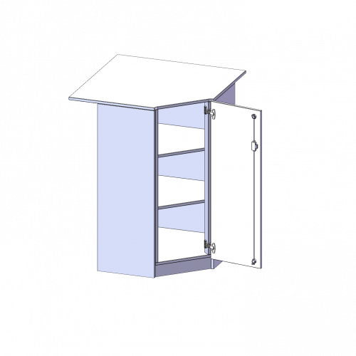 Innenecke als Schrank, 3 Ordnerhöhen - Serie evo180 B/H/T: 90x118x90 cm, Für 60 cm tiefe Schrankwände, Tür öffnet rechts, mit Sockel (81 mm)