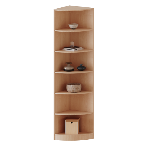 Außeneckregal, 6 Ordnerhöhen - Serie evo180 B/H/T: 60x226x60 cm, Viertelkreis, Erweiterung rechts, mit Sockel (81 mm)