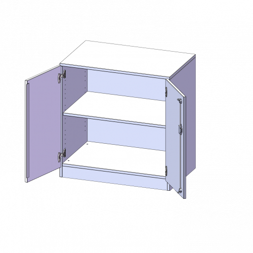 Schrank, 2 Ordnerhöhen - Serie evo180 B/H/T: 80x82x50 cm, 2 Türen, abschließbar, mit Sockel (81 mm)