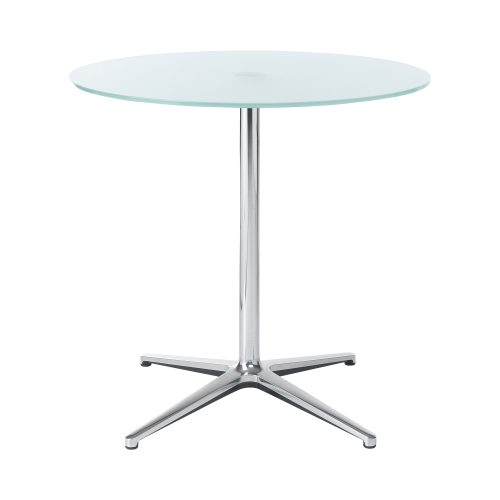 Rundtisch mit 4-armigem Fußkreuz und Milchglasplatte H=72cm D=75cm
