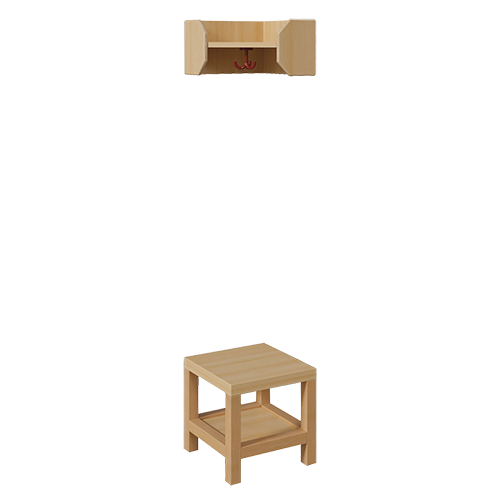 Garderoben-Innenecke, Ergänzung für Komplettgarderoben mit offener Ablage B/H/T: 35x130x35 cm, Sitzhöhe: 26 cm, 2teilig, Ablage zur Wandmontage