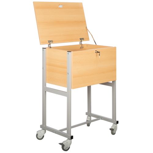 Klassenbuchwagen zur Unterbringung von Klassenbüchern DIN A4, Serie KLW, fahrbar B/H/T: 76x92x45 cm, 4 Rollen, mit Deckel, abschließbar, für 16 Bücher