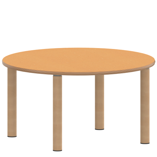 Tisch ZALOTTI mit Linoleum-Belag Rundtisch, Durchmesser/H: 100x41 cm, Massivholzbeine Ø 60 mm, Fußvariante: Stellfuß