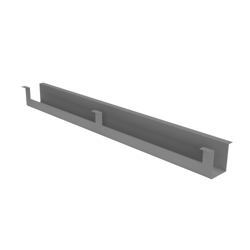 Kabelkanal mit Durchlassbohrung an der Platte für höhenverstellbare Tische Modell EHC für 160 cm breite Tische, Farbe silber (weißaluminium)