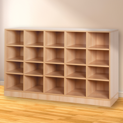 Offenes Regal mit 20 Fächern & Mittelwänden B/H/T: 162x98x40 cm, auf Rollen