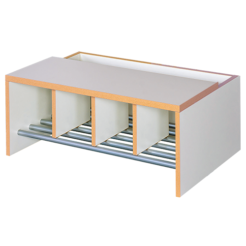Garderobenbank mit integriertem Schuhrost und Sitztiefenverlängerung 4 Plätze, B/H/T: 80x42x52 cm